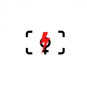 Camera Femina - logotyp z charakterystyczną błyskawicą oznaczającą poparcie proaborcyjnego Strajku Kobiet
